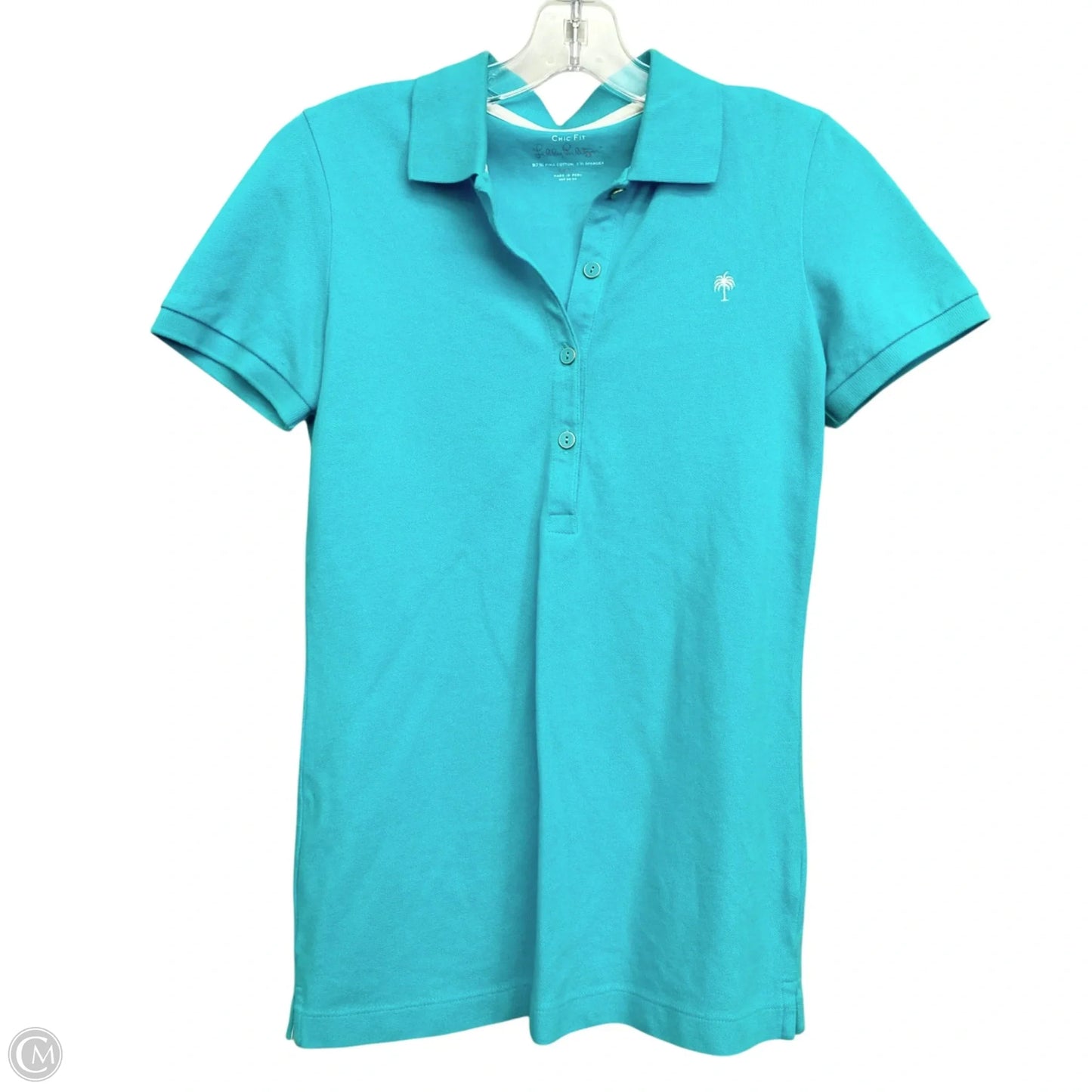 Top Short Sleeve Designer By Lilly Pulitzer In Blue, Size: S