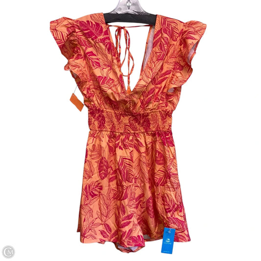 Romper By Cupshe In Orange & Pink, Size: Xs