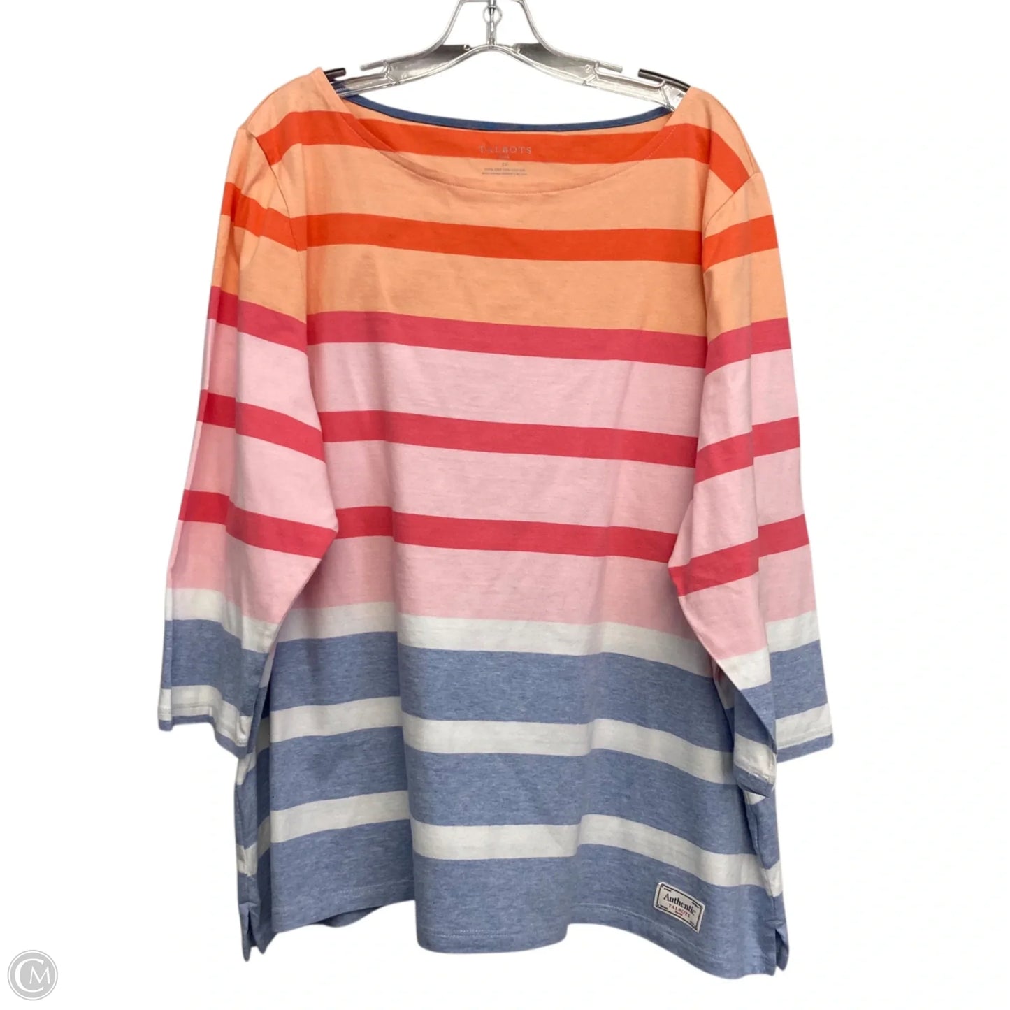 Top 3/4 Sleeve By Talbots In Striped Pattern, Size: 3x