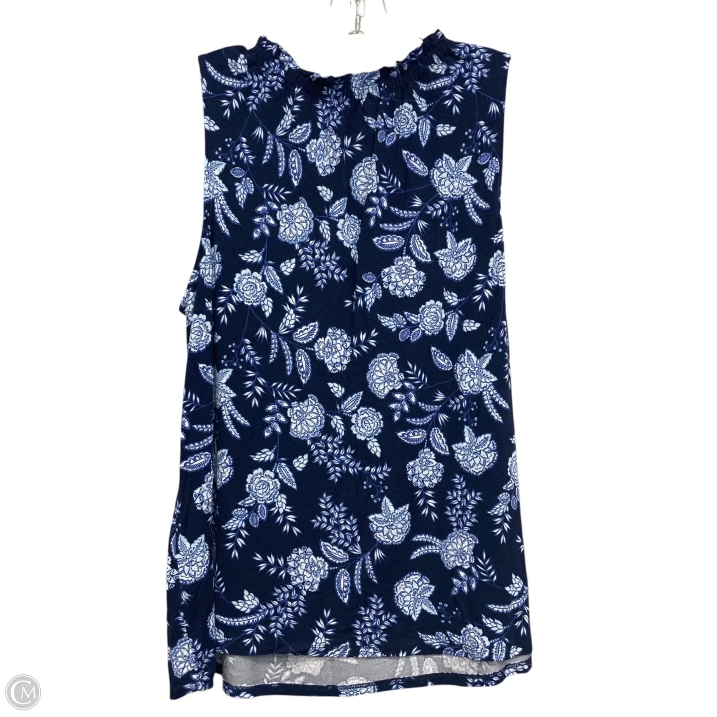 Top Sleeveless By Croft And Barrow In Blue & White, Size: 1x