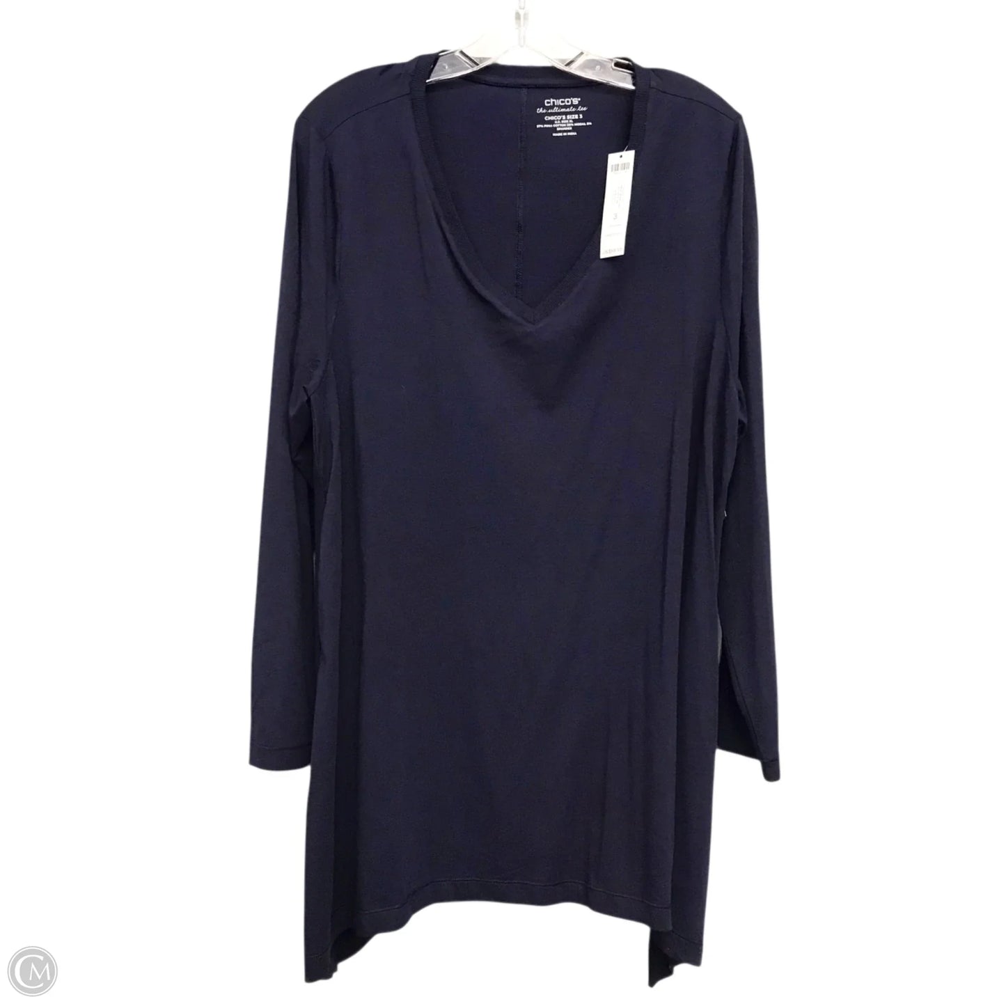 Top Long Sleeve Basic By Chicos In Navy, Size: Xl