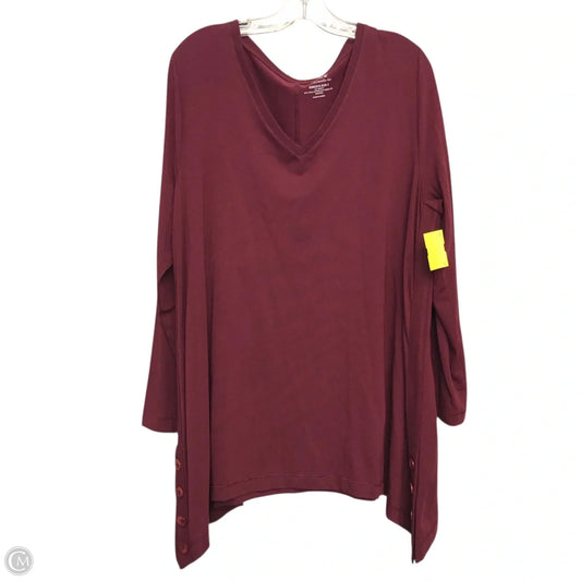 Top Long Sleeve Basic By Chicos In Maroon, Size: Xl