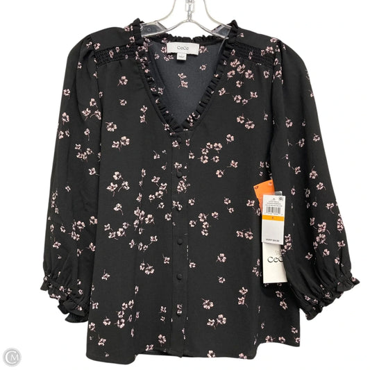 Top Long Sleeve By Cece In Black & Pink, Size: S