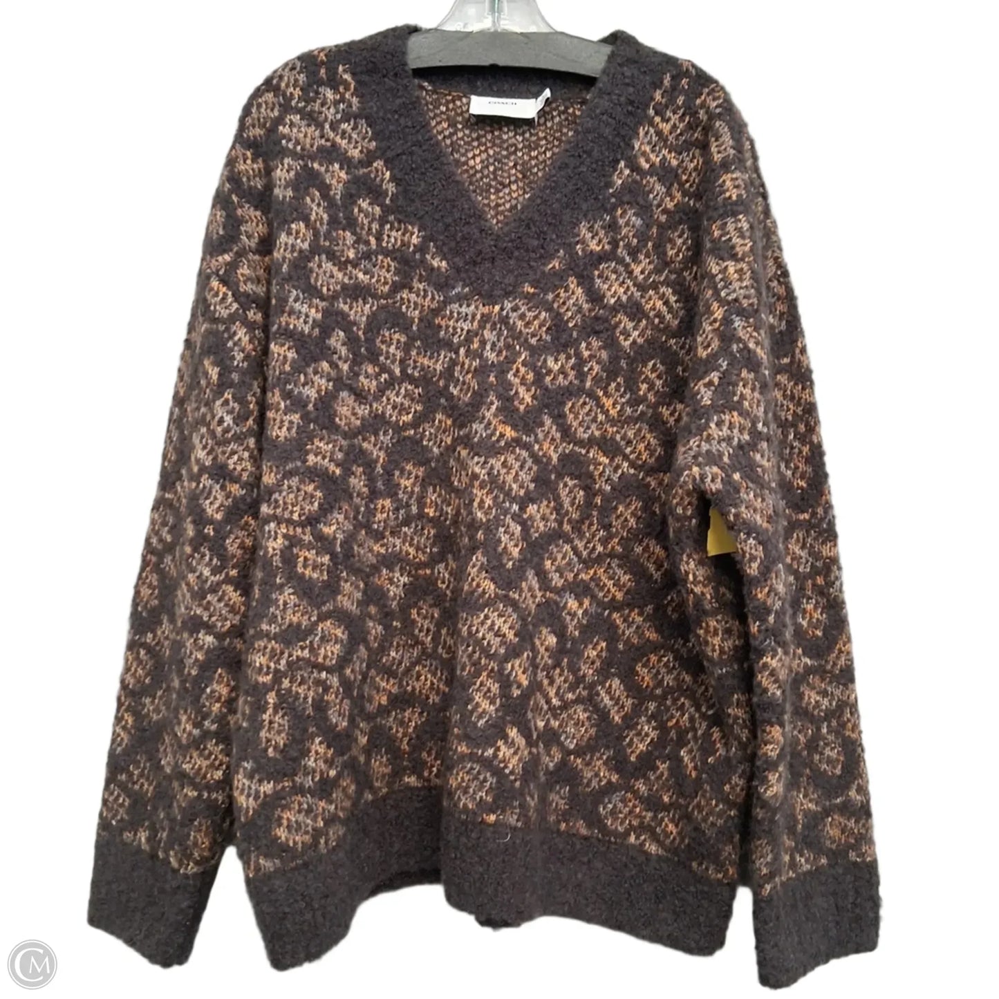 Sweater Designer By Coach In Brown & Gold & Blue, Size: Xl