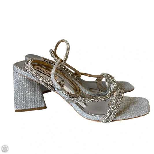 Sandals Heels Block By Badgley Mischka In Silver, Size: 8.5