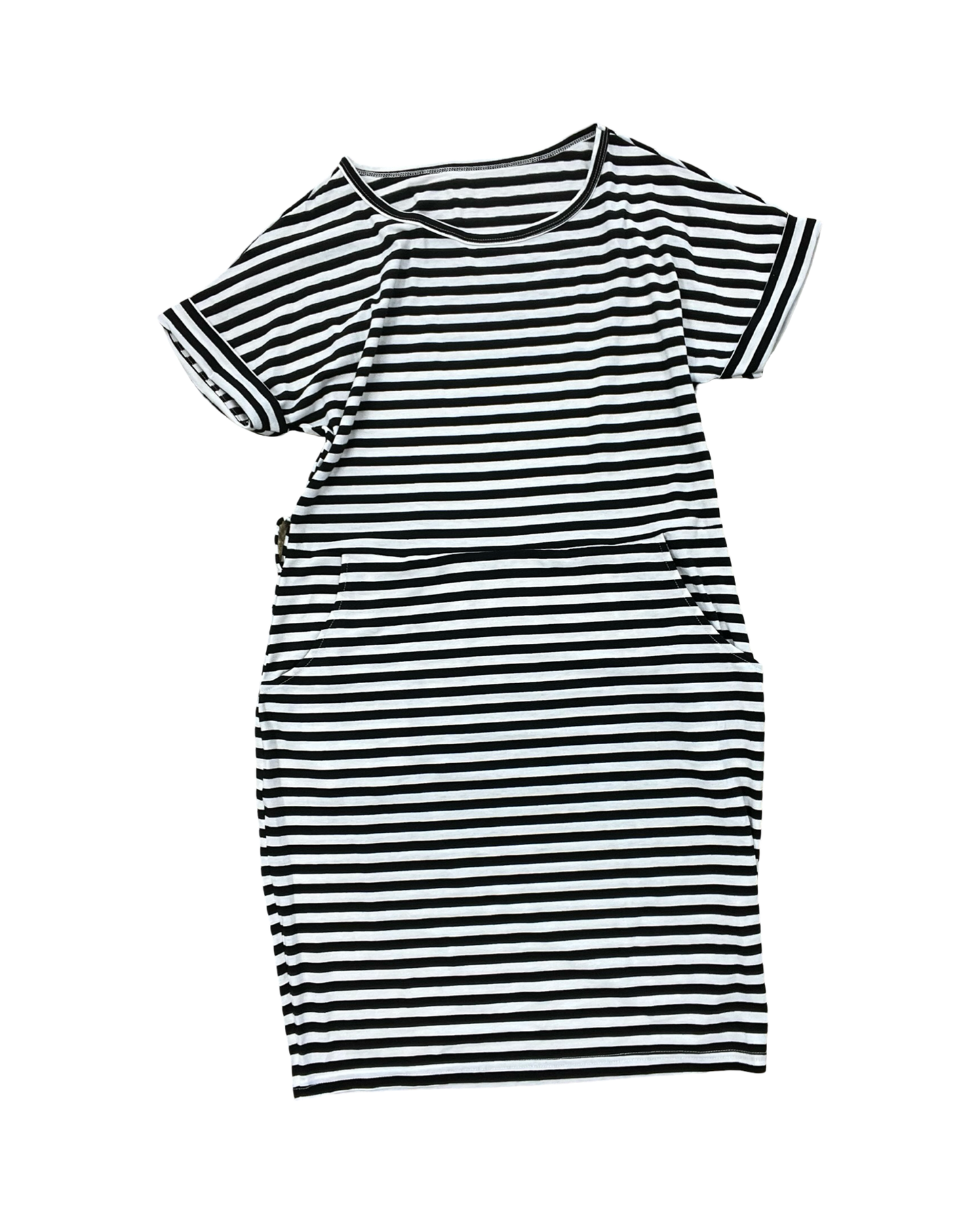 Dress Casual Midi By Clothes Mentor In Black & White, Size:M
