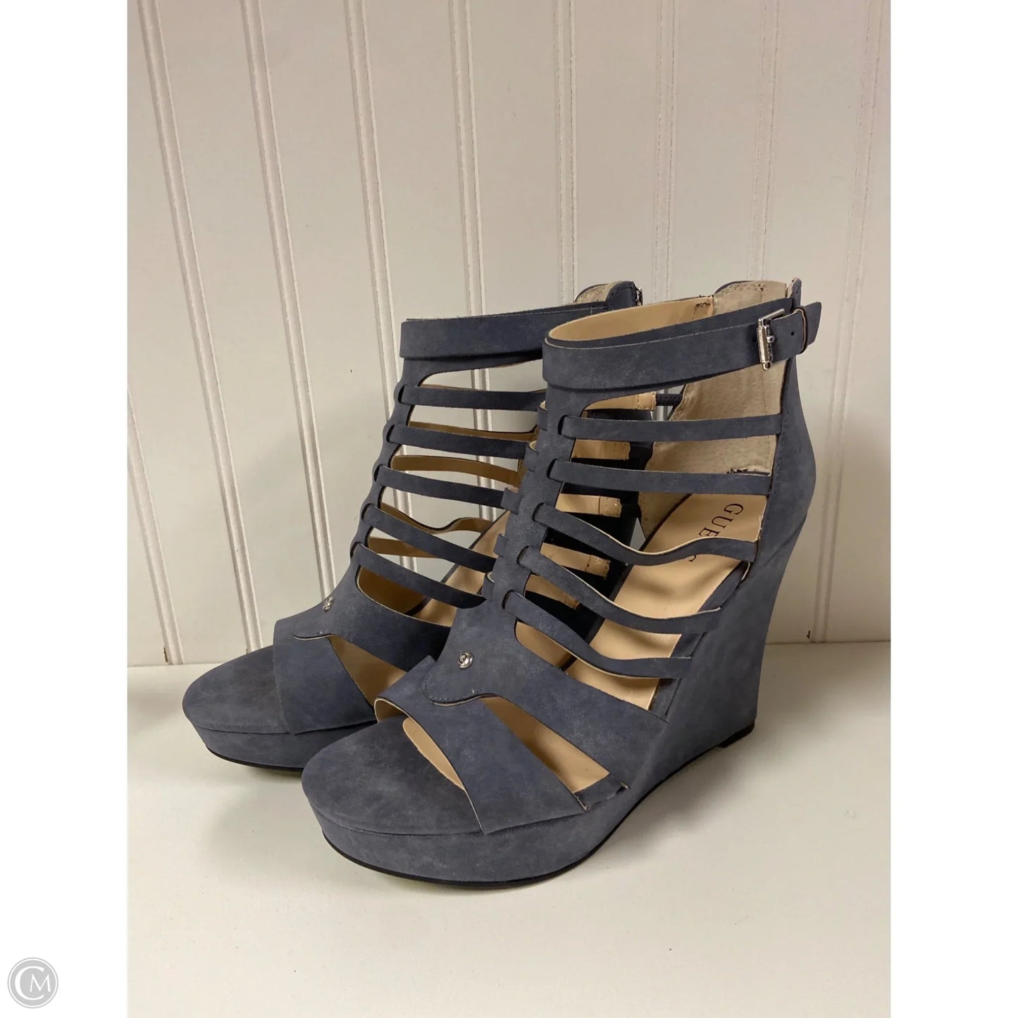 Sandals Heels Platform By Guess In Blue, Size: 11