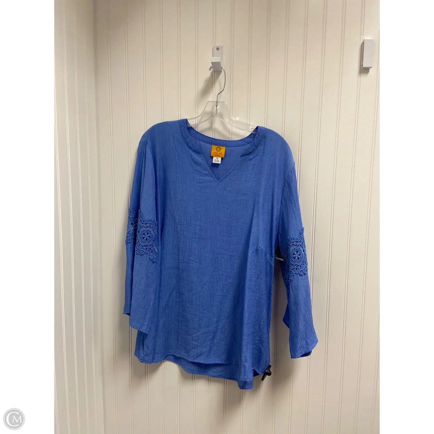 Top Long Sleeve By Ruby Rd In Blue, Size: 1x