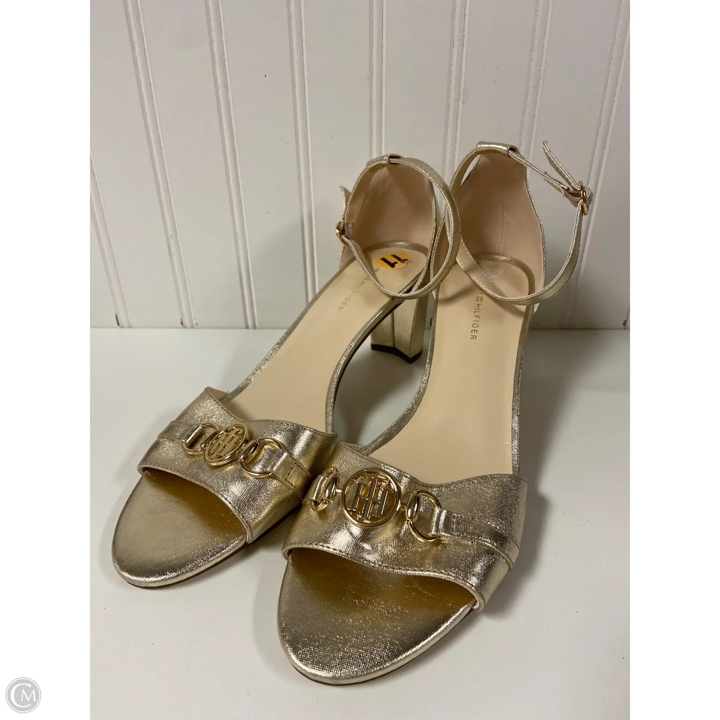Sandals Heels Block By Tommy Hilfiger In Gold, Size: 11
