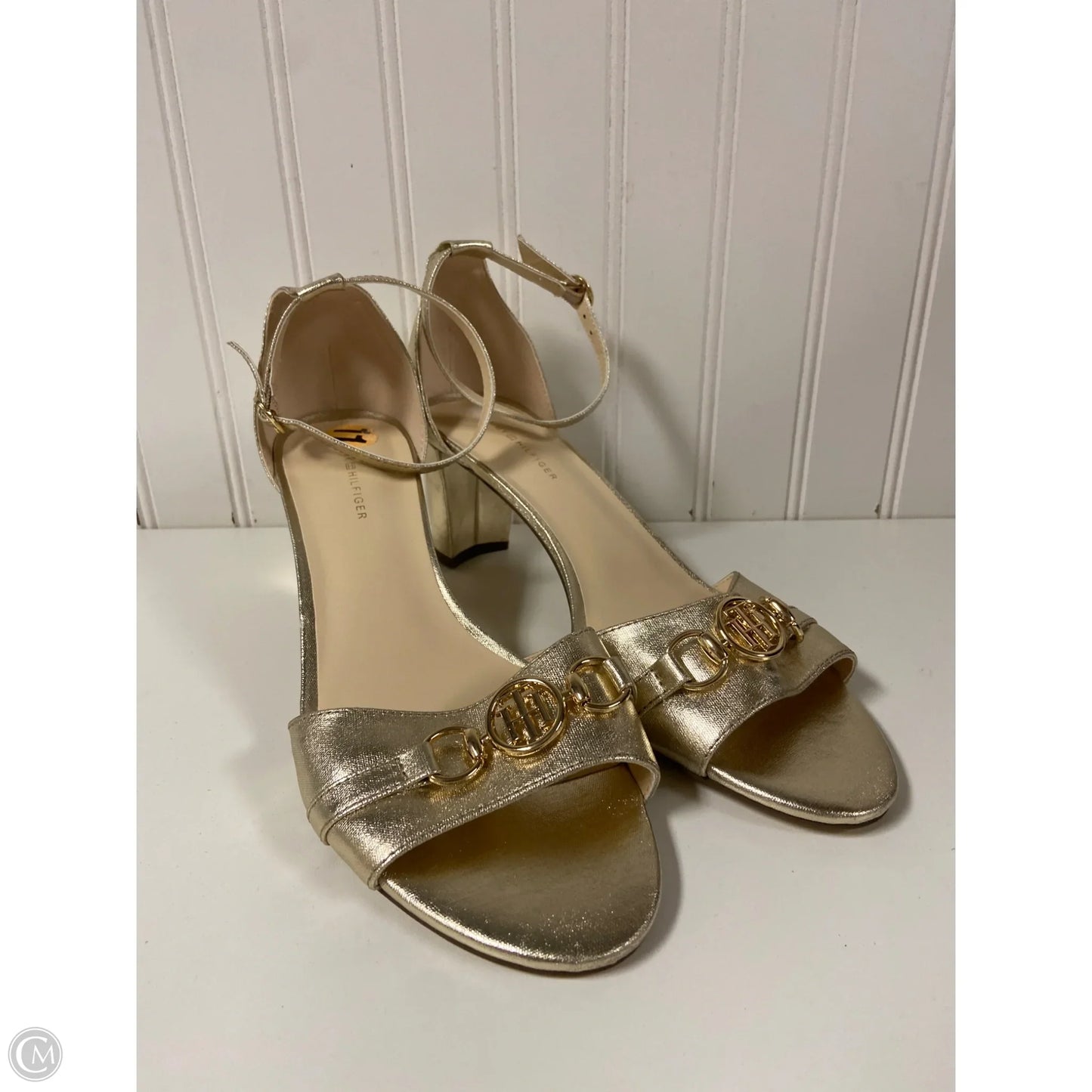 Sandals Heels Block By Tommy Hilfiger In Gold, Size: 11