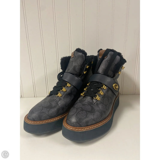 Boots Designer By Coach In Navy, Size: 7.5