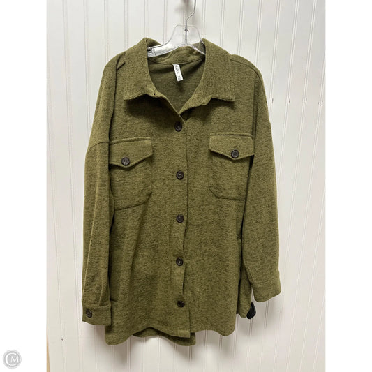 Jacket Fleece By Zenana In Green, Size: 1x