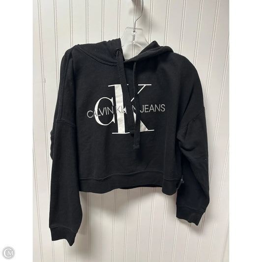 Sweatshirt Hoodie By Calvin Klein In Black & White, Size: S