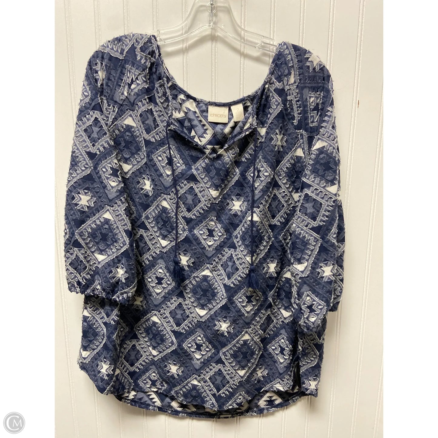 Top 3/4 Sleeve By Chicos In Blue, Size: 2