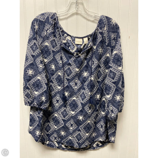 Top 3/4 Sleeve By Chicos In Blue, Size: 2