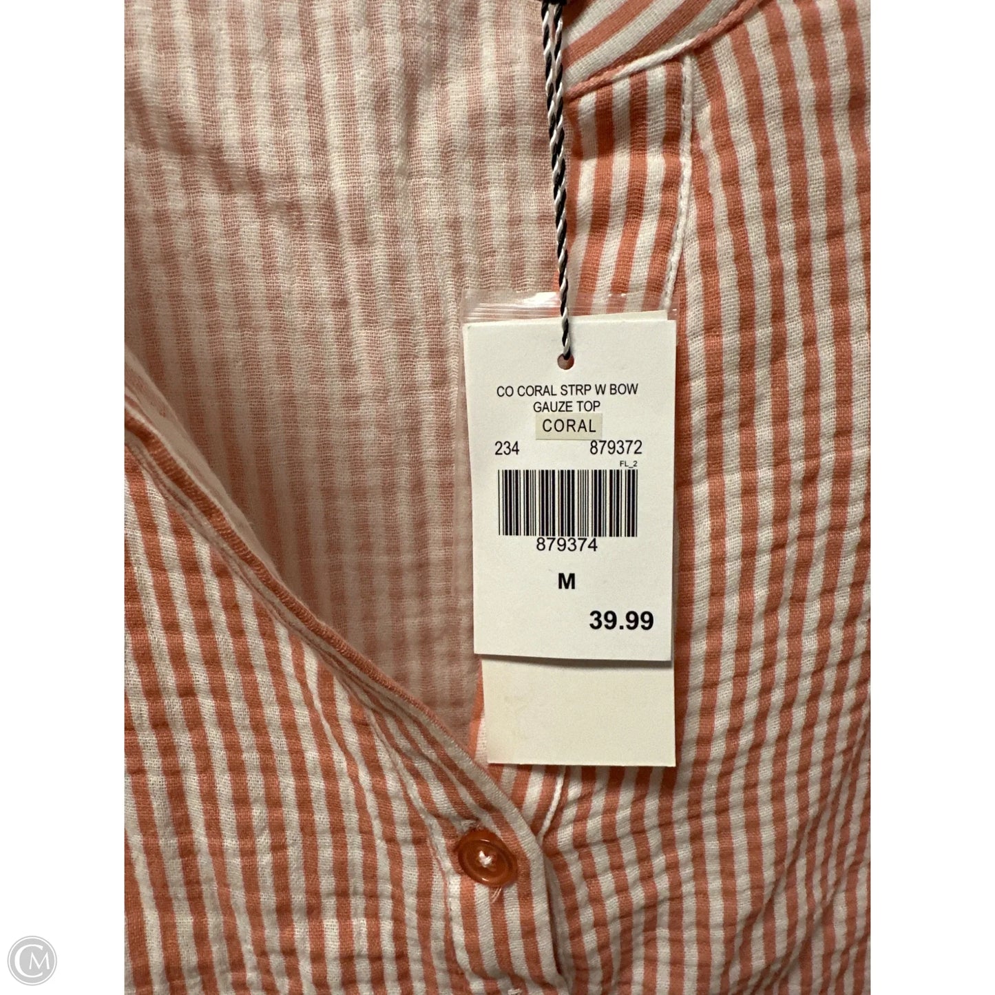 Top 3/4 Sleeve By Kaktus In Pink & White, Size: M