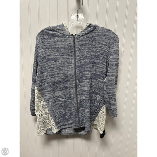 Sweatshirt Hoodie By Chicos In Blue & White, Size: M