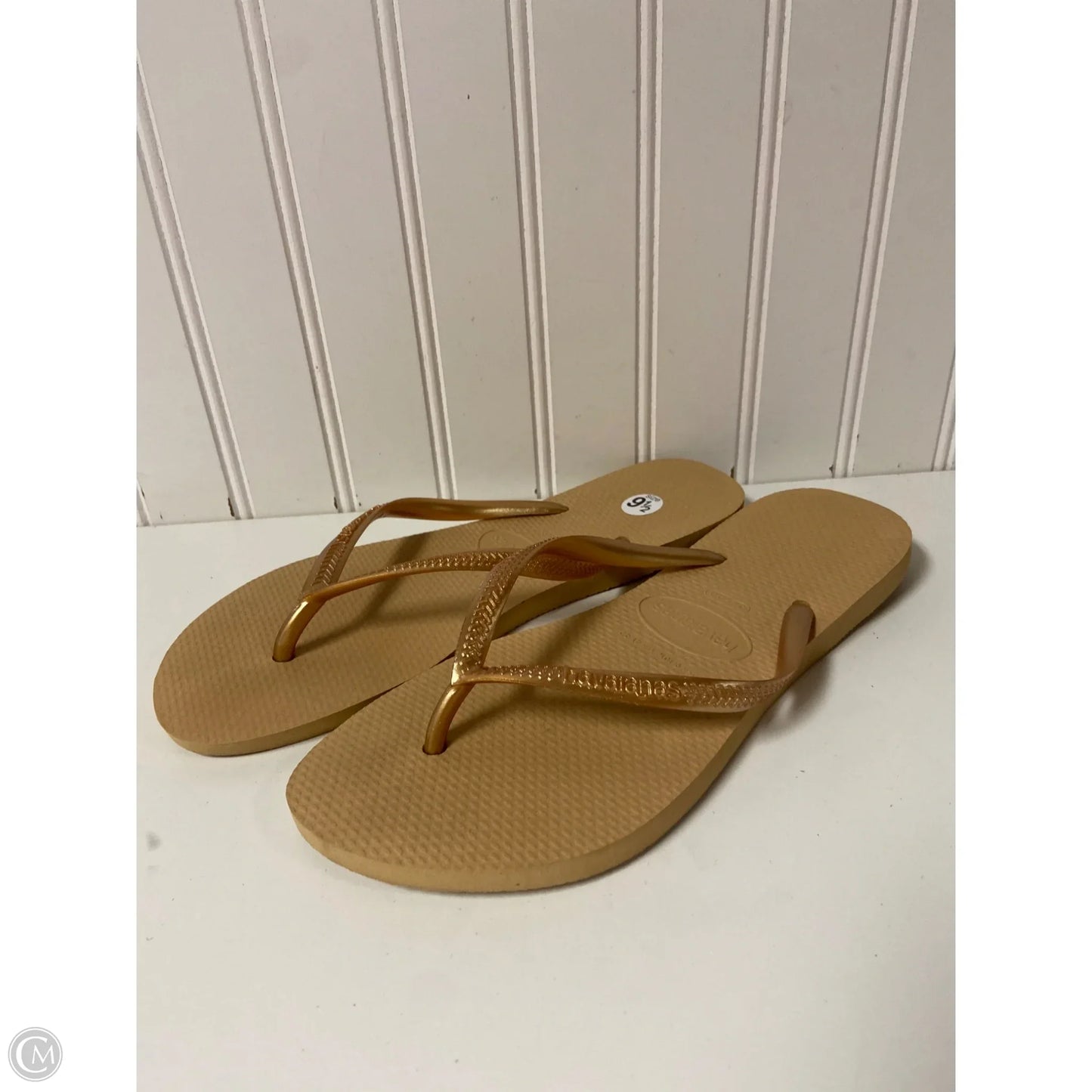 Sandals Flip Flops By Havaianas In Gold, Size: 9.5