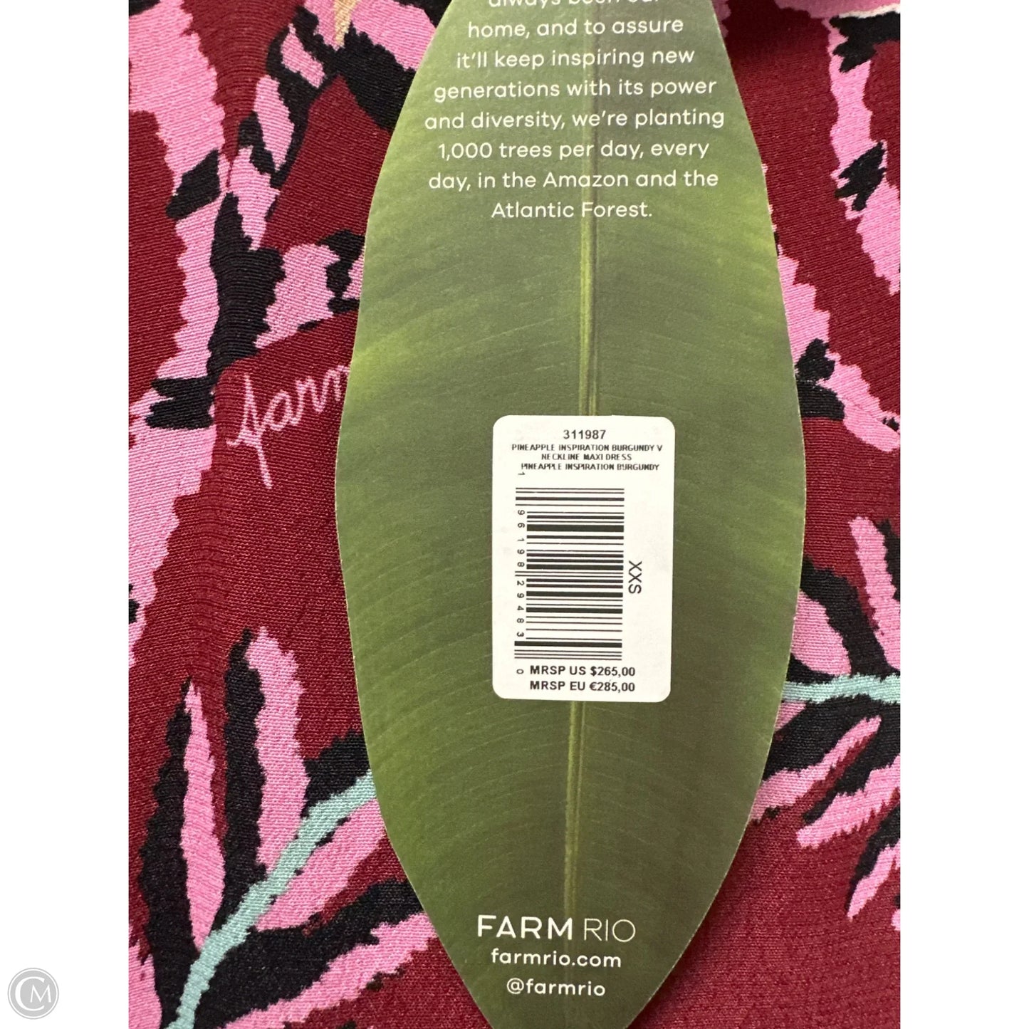 Dress Casual Maxi By Farm Rio In Maroon, Size: Xxs