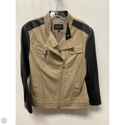 Jacket Leather By Laundry In Taupe, Size: L
