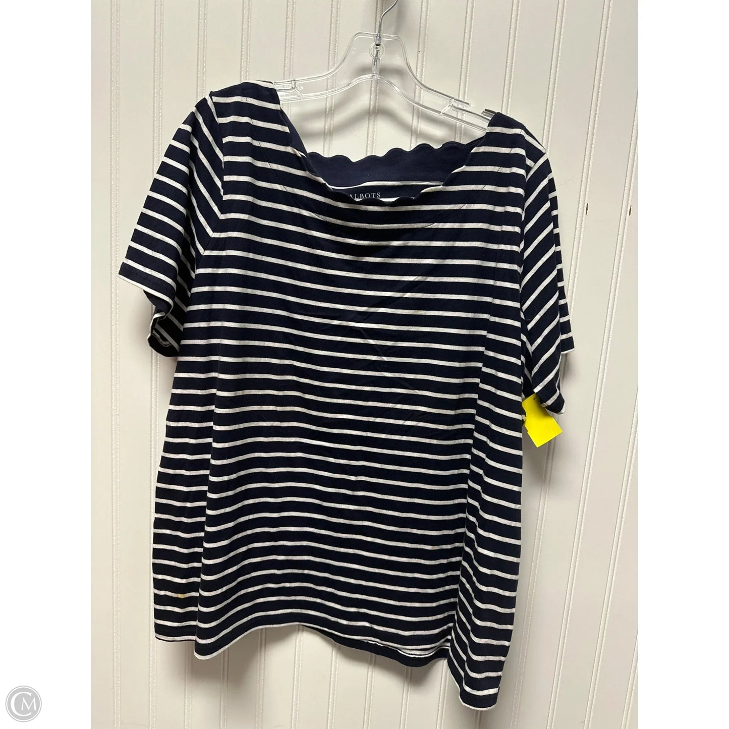 Top Short Sleeve By Talbots In Blue & White, Size: 2x