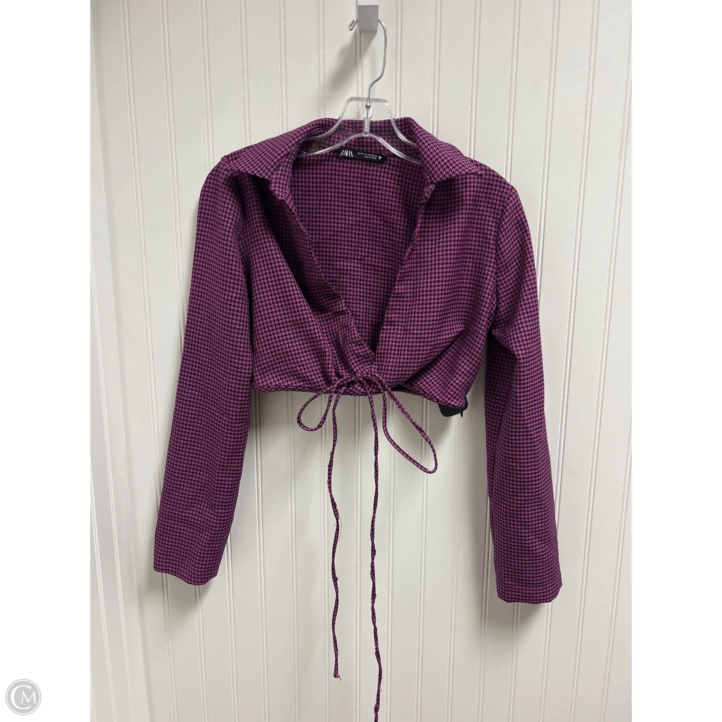 Top Long Sleeve By Zara In Black & Purple, Size: Xs