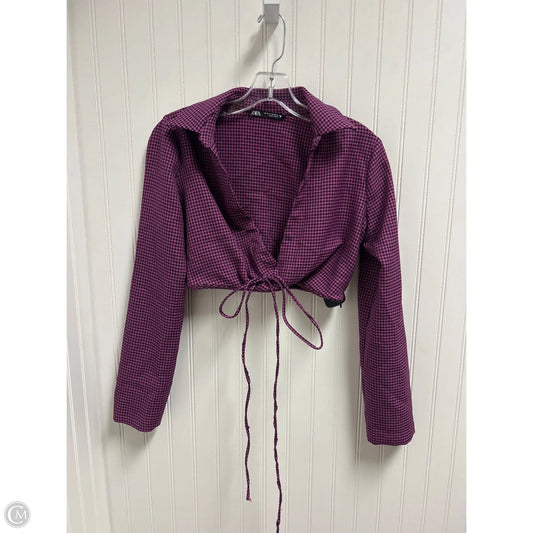 Top Long Sleeve By Zara In Black & Purple, Size: Xs