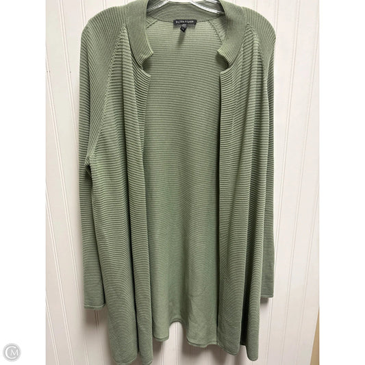 Sweater Cardigan By Eileen Fisher In Green, Size: L