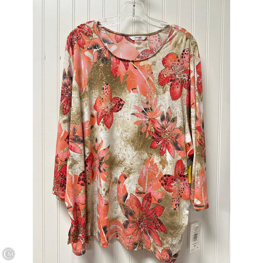 Top Long Sleeve By Alia In Pink & Red, Size: 3x