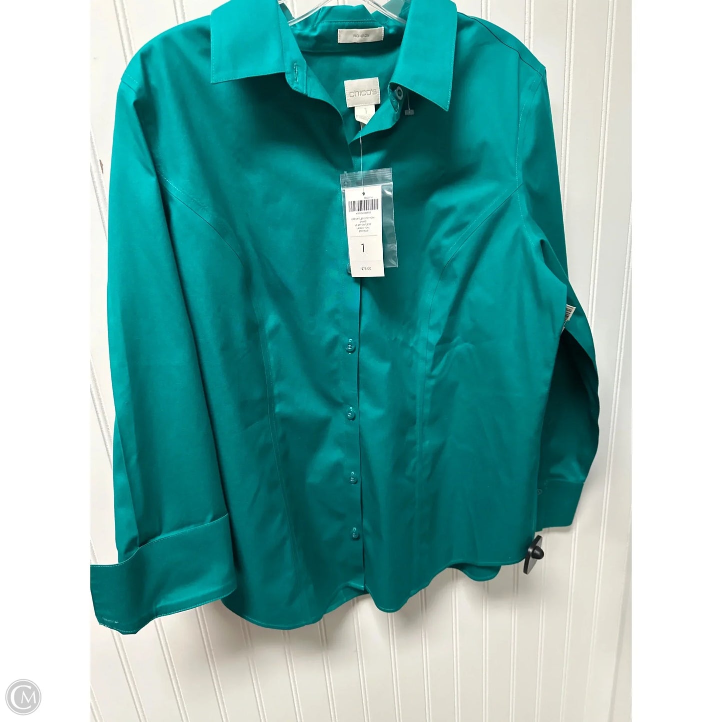 Top Long Sleeve By Chicos In Green, Size: M