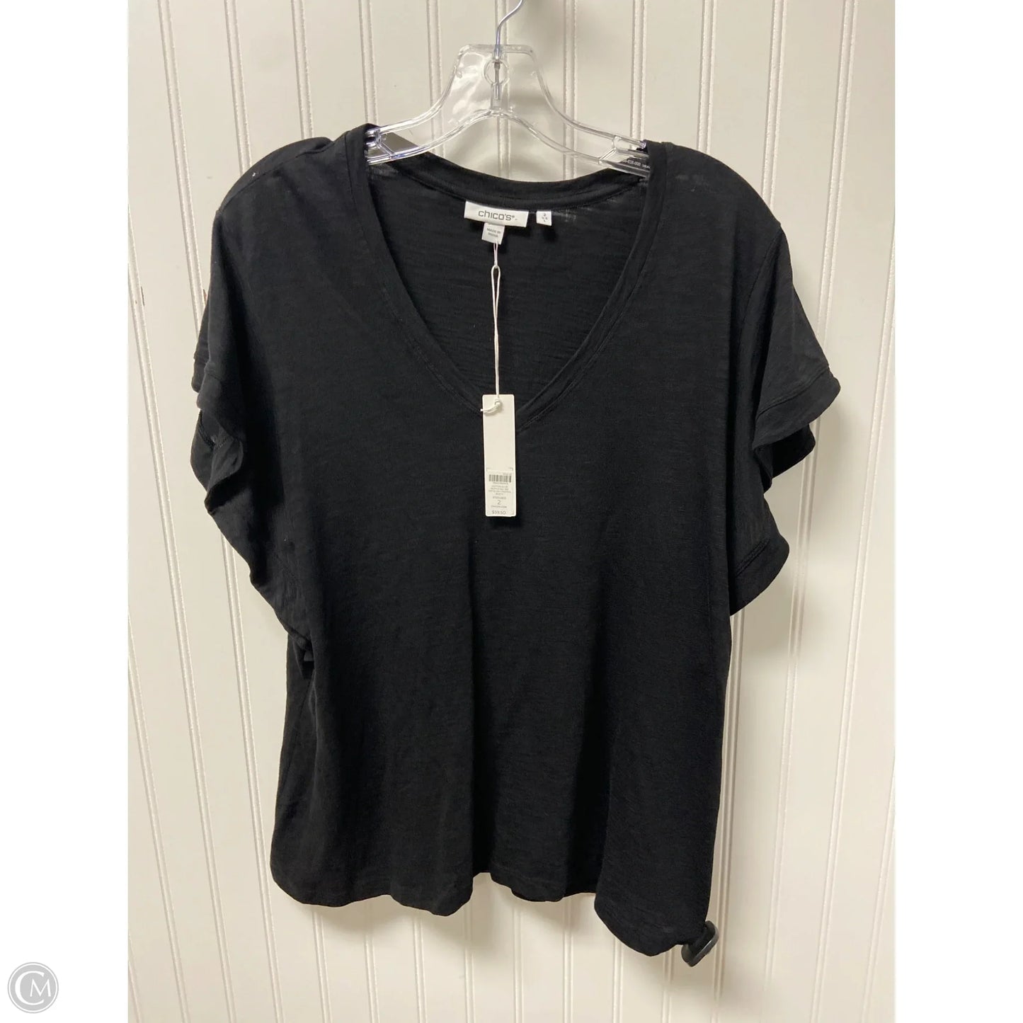 Top Short Sleeve By Chicos In Black, Size: L