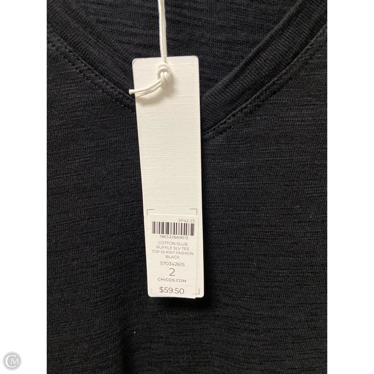 Top Short Sleeve By Chicos In Black, Size: L