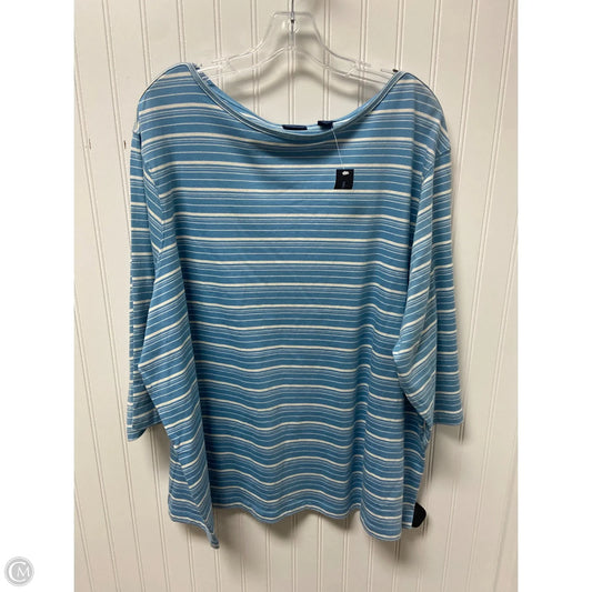 Top 3/4 Sleeve By West Bound In Blue & White, Size: 3x