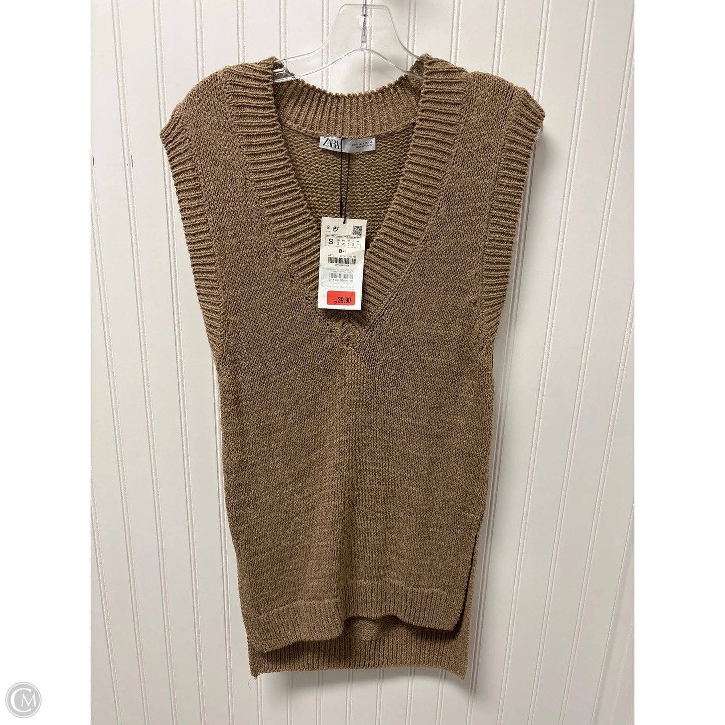 Sweater Short Sleeve By Zara In Brown, Size: S