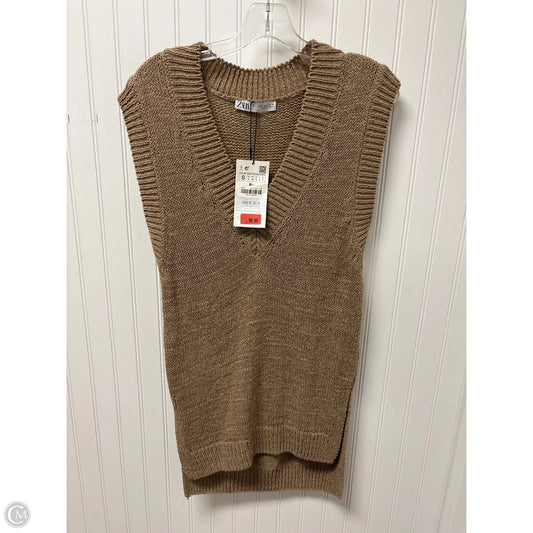 Sweater Short Sleeve By Zara In Brown, Size: S