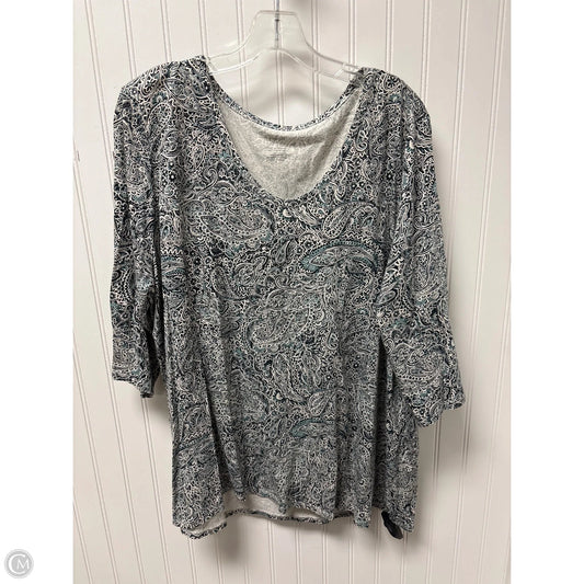 Top 3/4 Sleeve By Pure Jill In Blue & White, Size: 2x