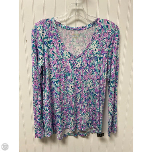 Top Long Sleeve Designer By Lilly Pulitzer In Blue & Purple, Size: S