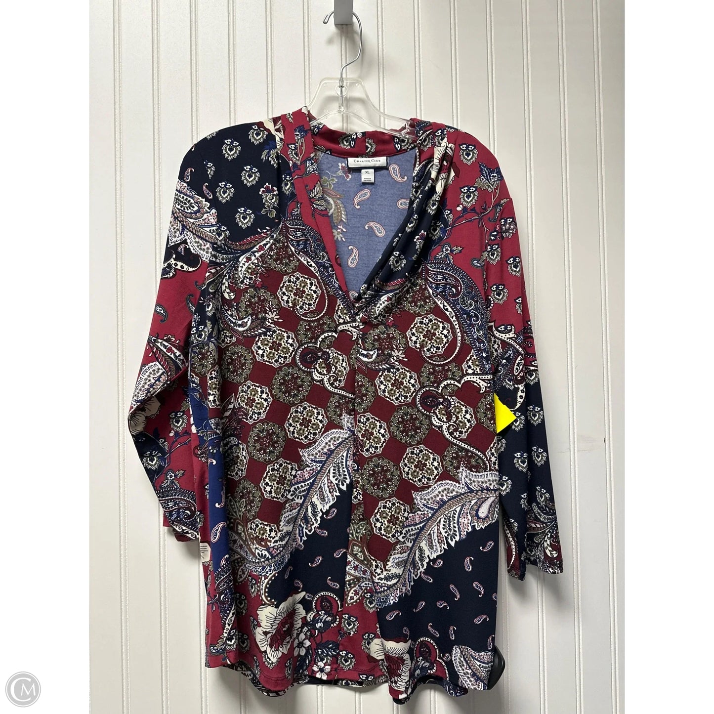 Top Long Sleeve By Charter Club In Blue & Red & White, Size: Xl