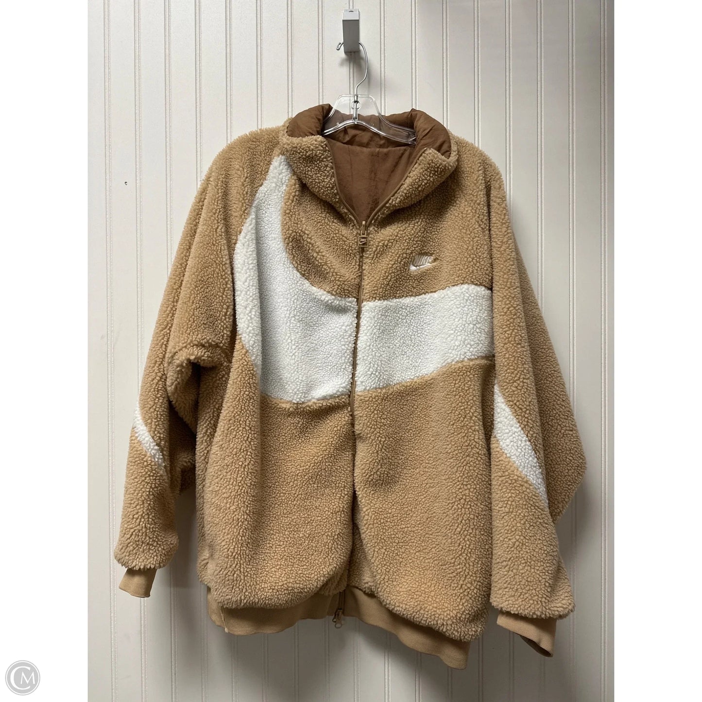 Jacket Fleece By Nike In Tan & White, Size: 2x