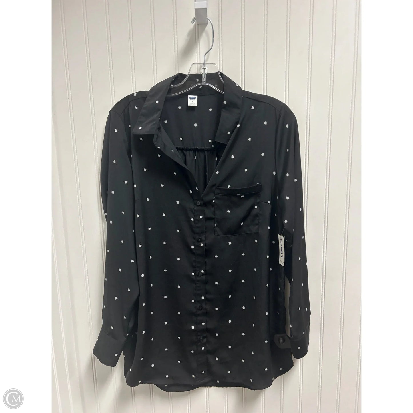 Top Long Sleeve By Old Navy In Black & White, Size: M