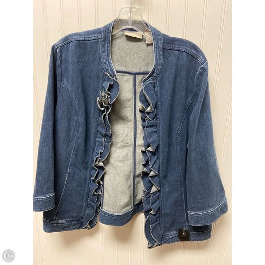 Jacket Denim By Chicos In Blue Denim, Size: Xl