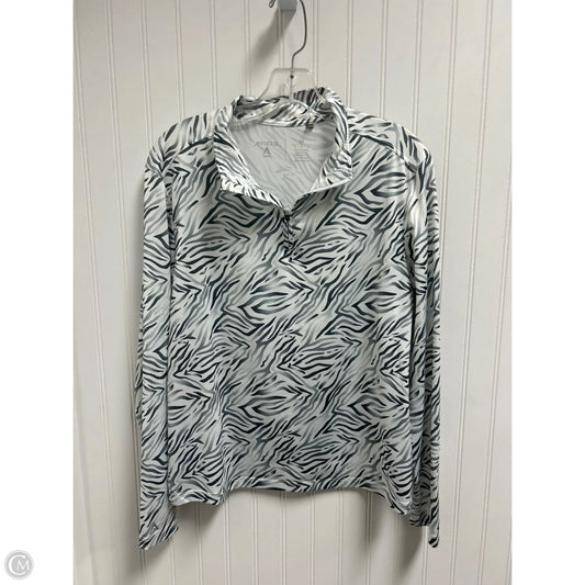 Athletic Top Long Sleeve Collar By Antigua In Grey & White, Size: M