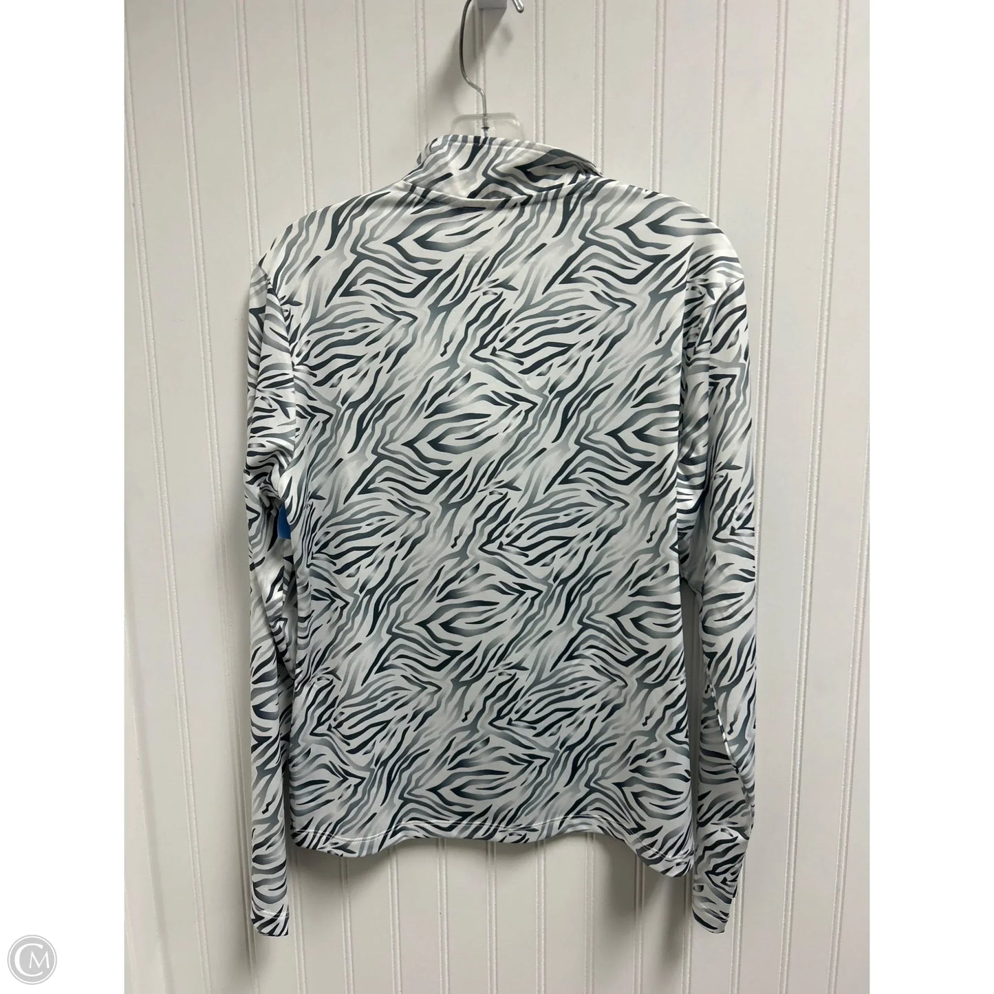 Athletic Top Long Sleeve Collar By Antigua In Grey & White, Size: M