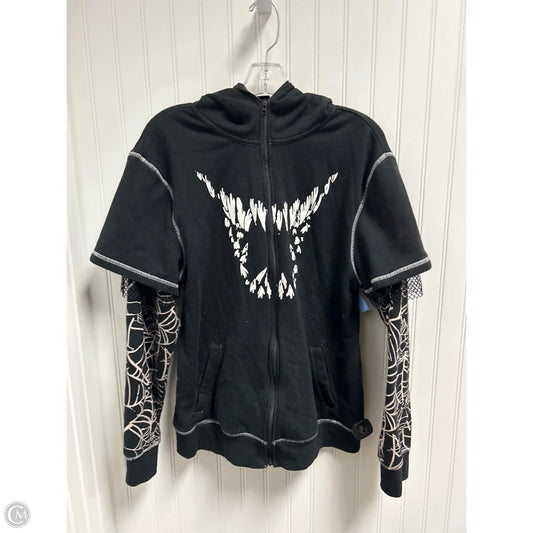 Sweatshirt Hoodie By Clothes Mentor In Black & White, Size: M