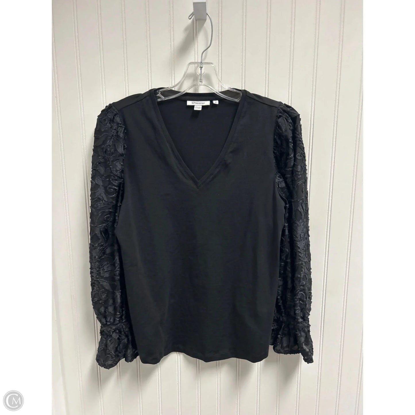 Top Long Sleeve By Chicos In Black, Size: M