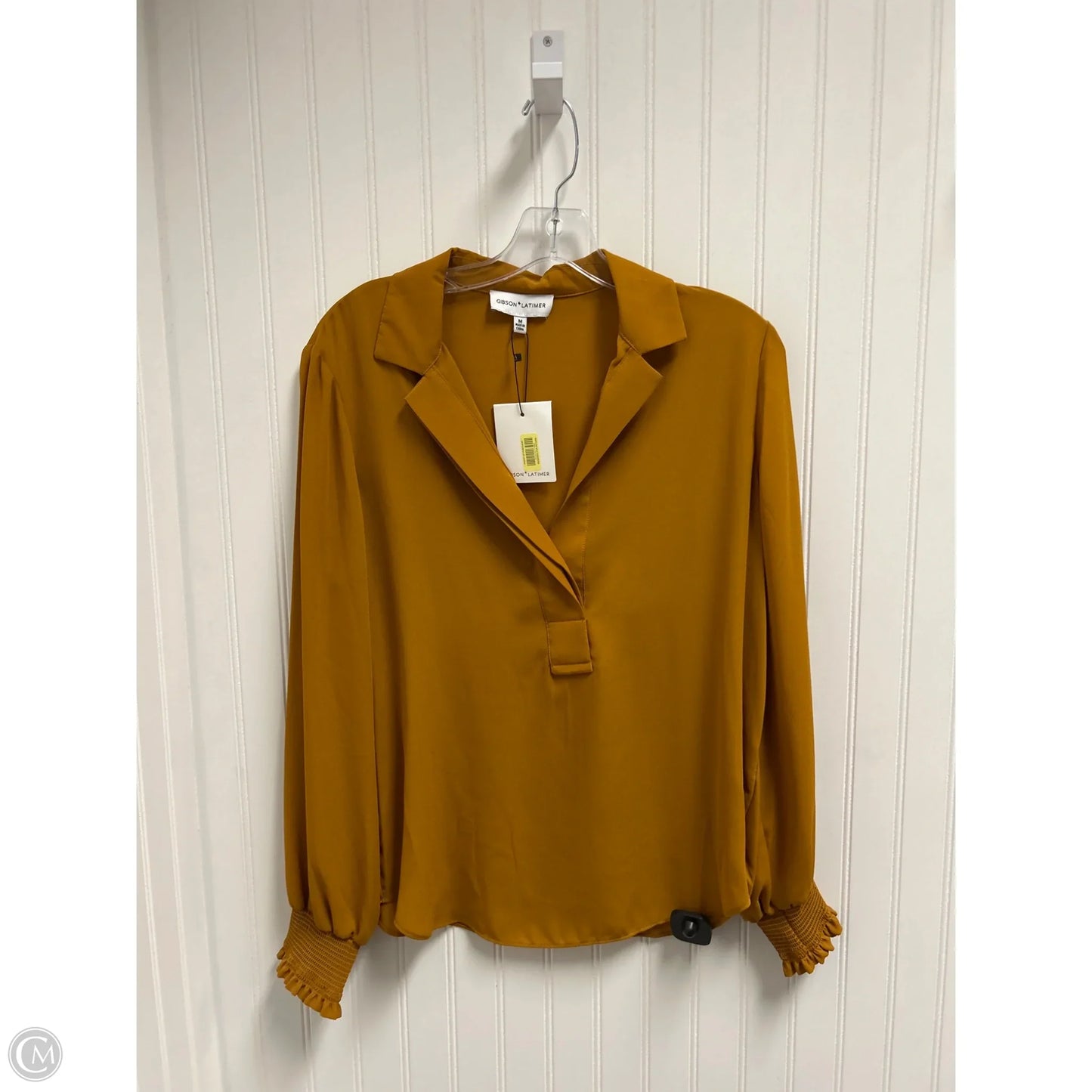 Top Long Sleeve By Gibson And Latimer In Gold, Size: M