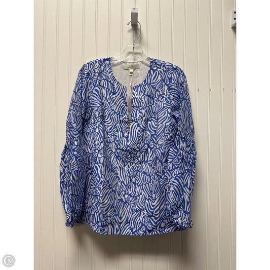 Top Long Sleeve Designer By Lilly Pulitzer In Blue & White, Size: Xs