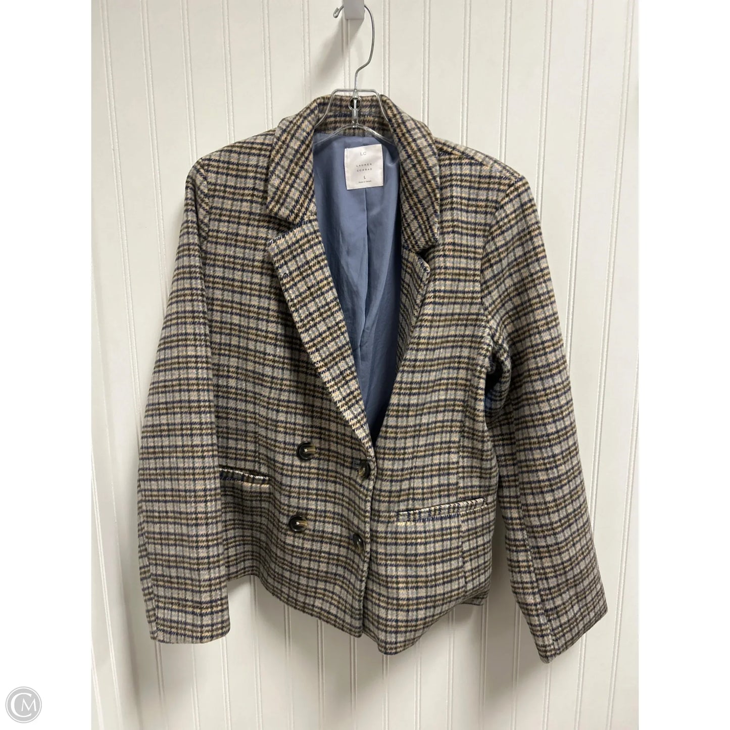 Blazer By Lc Lauren Conrad In Plaid Pattern, Size: L