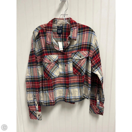 Top Long Sleeve By Gap In Plaid Pattern, Size: L