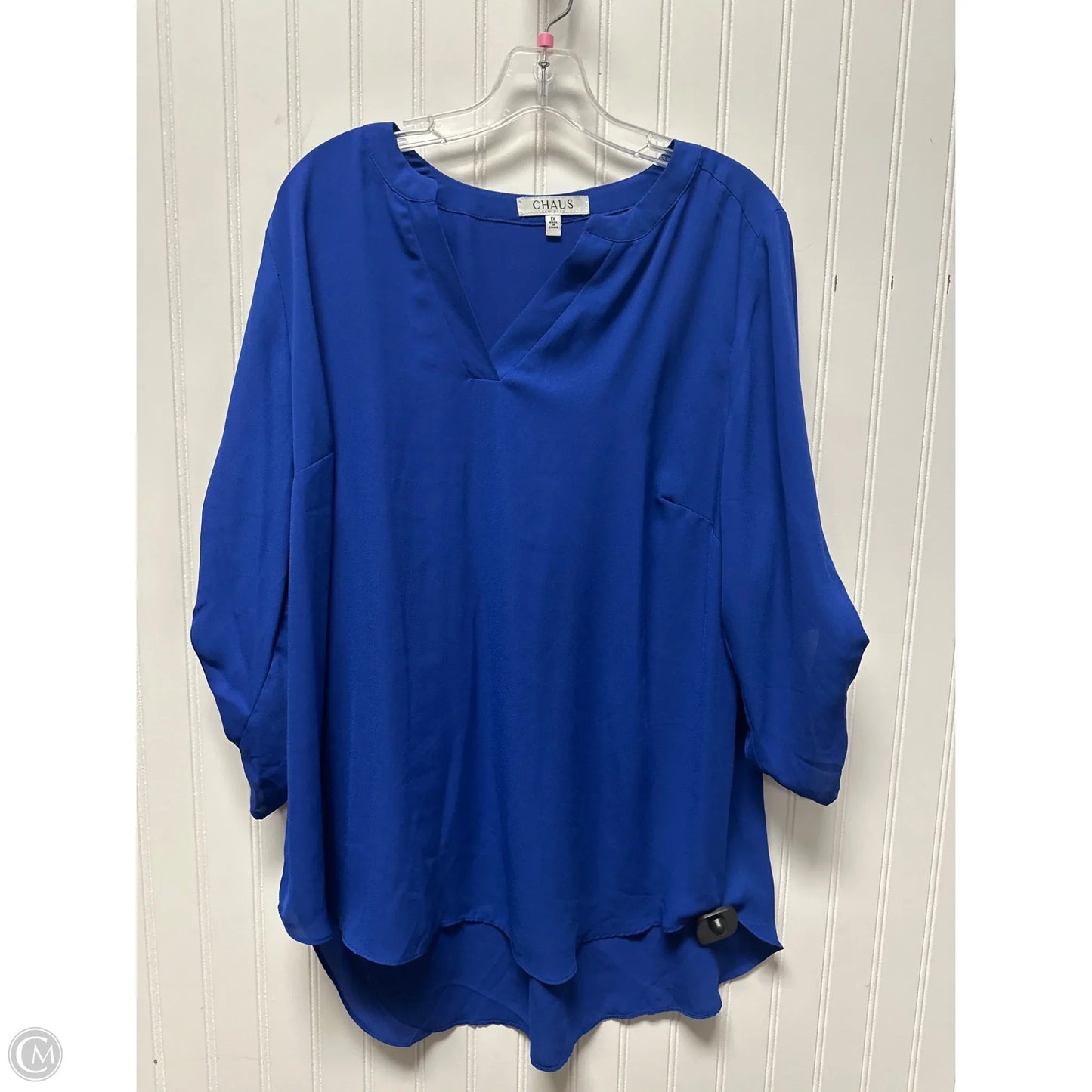 Top 3/4 Sleeve By Chaus In Blue, Size: 1x